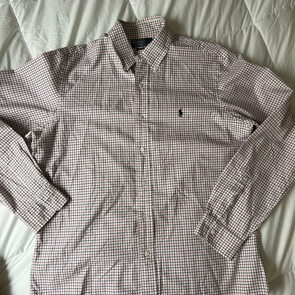 Ralph Lauren Men's Red and White Checkered Shirt
